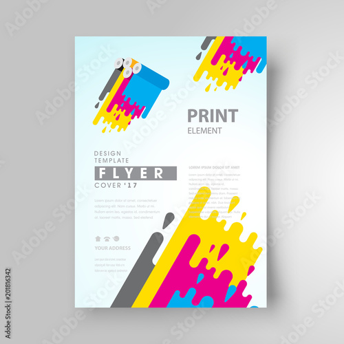 Flyer cover design print polygraphy cmyk element, business brochure size A4 template