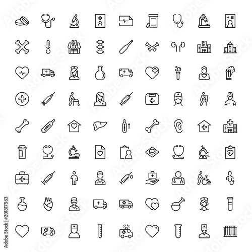 Oncology flat icon set