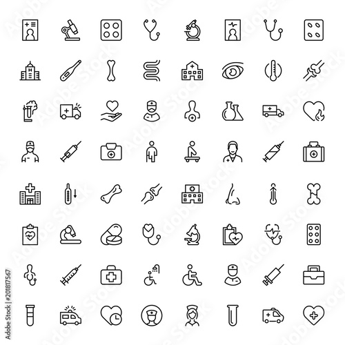 Oncology flat icon set