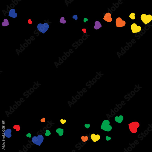 Festive Background with Colorful hearts. Delicate Pattern for Postcard, Print, Banner or Poster. Pretty hearts For Party Decoration, Wedding, Birthday or Anniversary Invitation. Vector