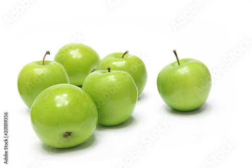 Fresh Green apple raw fruit on white background 