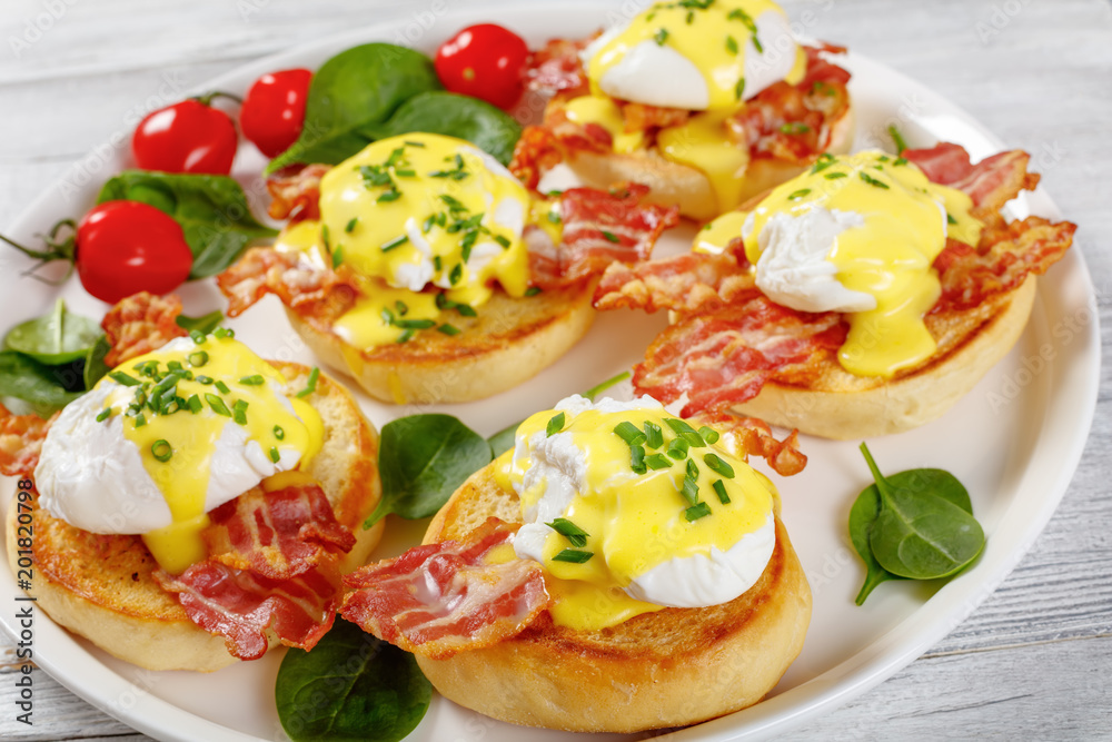 Eggs Benedict on a plate, close-up Eggs Benedict on a plate, close-up