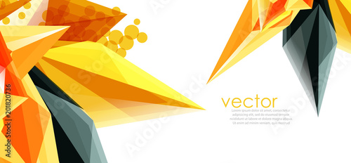 Color glass crystals on white background, geometric abstract composition with glass gemstones and copyspace, background template