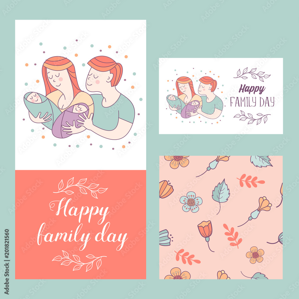 Fototapeta premium Happy family. Family day. Vector illustration.