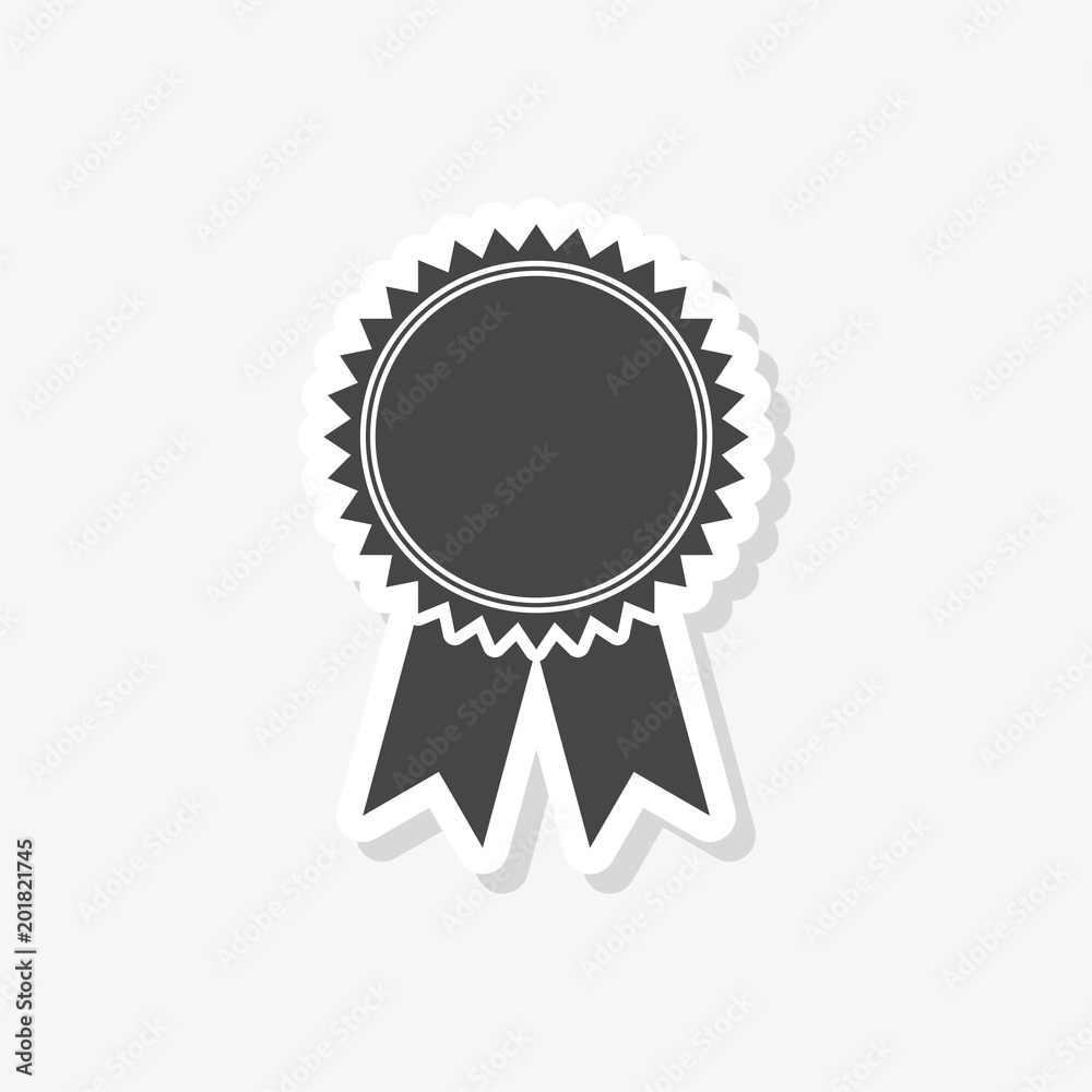 Badge with ribbons sticker, Award ribbon, simple vector icon Badge with ribbons sticker, Award ribbon, simple vector icon