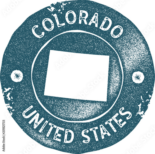 Colorado map vintage stamp. Retro style handmade label, badge or element for travel souvenirs. Blue rubber stamp with US state map silhouette. Vector illustration.