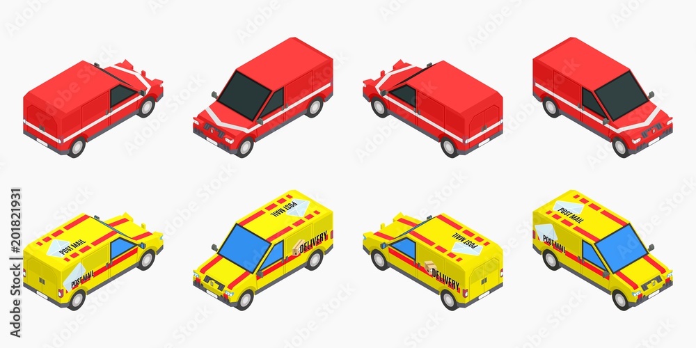 bright isometric cars.stock vector image