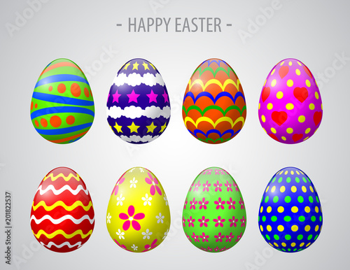 Happy easter and colorful wonderful eggs