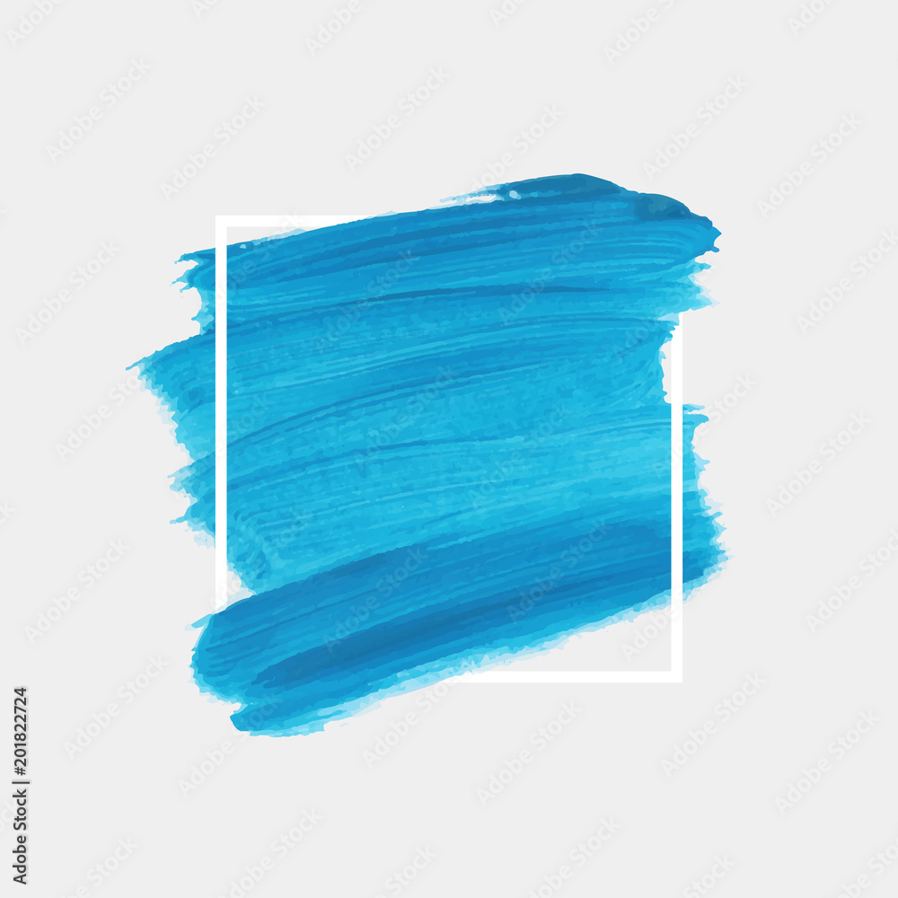 Fototapeta premium Logo brush painted textured watercolor art abstract background vector illustration over square frame. Perfect design for headline, logo and sale banner. 