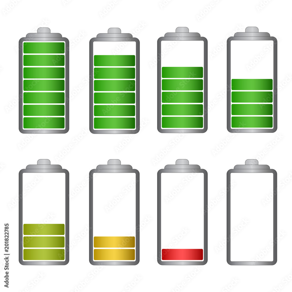 Set of battery symbol with different charge vector illustration Set of battery symbol with different charge vector illustration