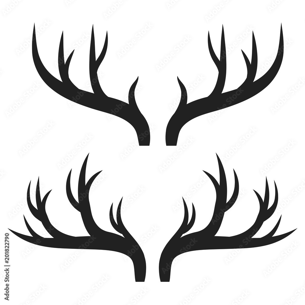 set of deer horns on white, stock vector illustration set of deer horns on white, stock vector illustration