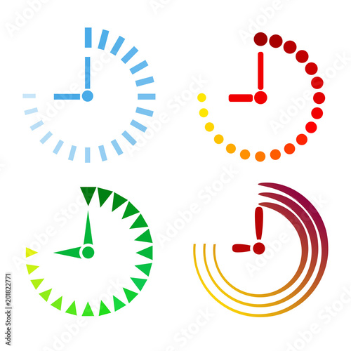 Set of clock icons flat design, stock vector illustration