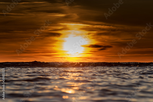 Sunset in Baltic sea at Latvia coast.