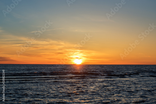 Sunset in Baltic sea at Latvia coast.