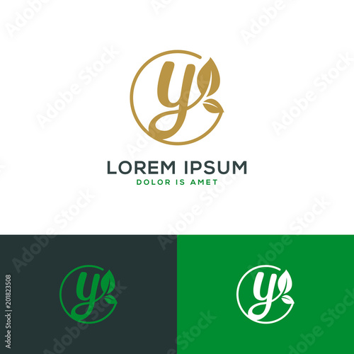 initial letter Y natural leaf logo template vector illustration
