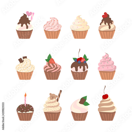 Sweet cupcakes set.