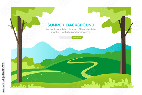 Summer landscape background. Vector illustration.