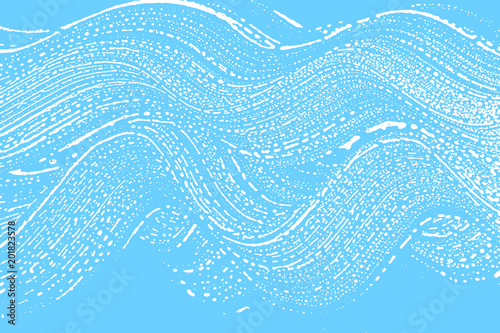 Natural soap texture. Adorable light blue foam trace background. Artistic outstanding soap suds. Cleanliness, cleanness, purity concept. Vector illustration.