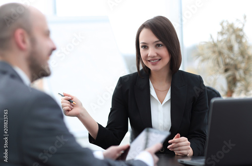 Business people working together at the desk in the office