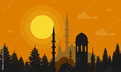 Islamic lanscape Vector illustration template