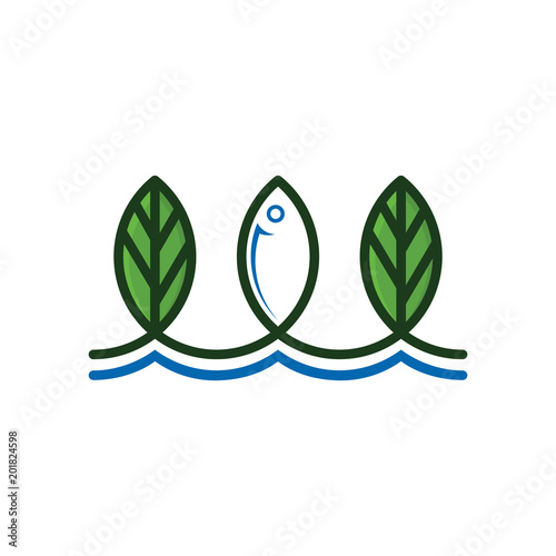 leaf and fish illustration vector template