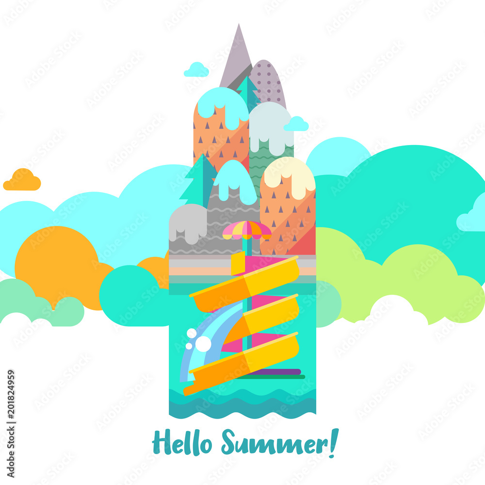 Fototapeta premium Hello summer. Vector illustration.