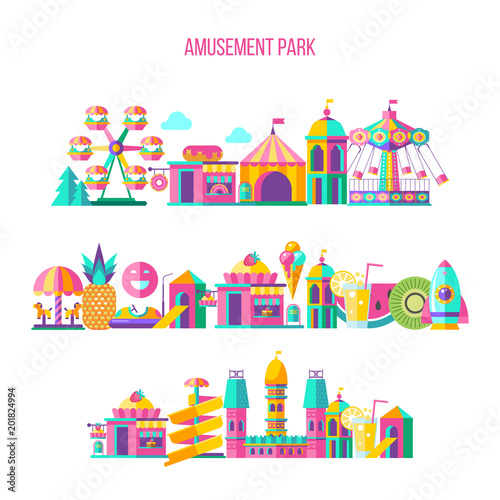 Amusement park. Vector clipart.