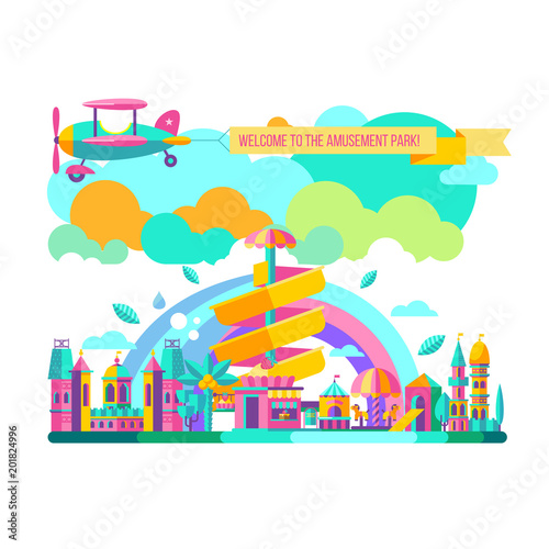 Amusement park. Vector clipart.