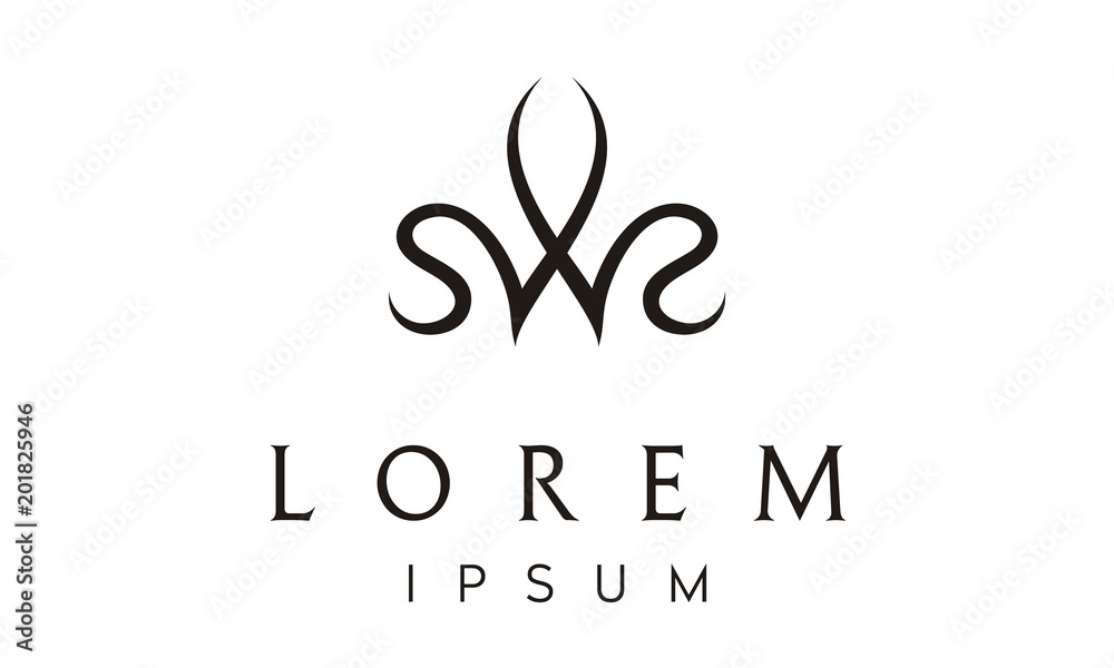 Crown Queen Monogram SWS Initial logo design inspiration Stock Vector ...