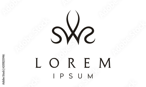 Crown Queen Monogram SWS Initial logo design inspiration