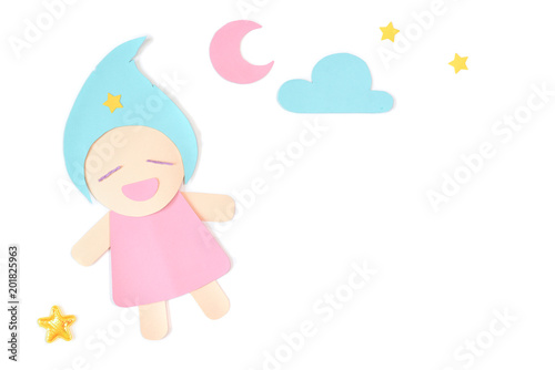 Doll paper cut on white background - isolated