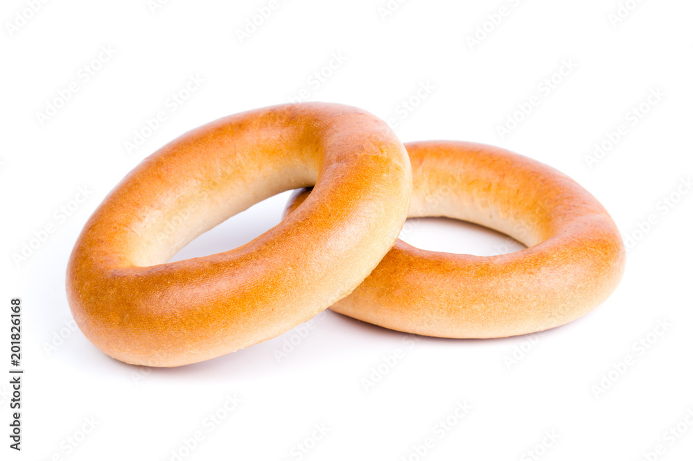 Group of tasty bagels isolated on a white background Group of tasty bagels isolated on a white background