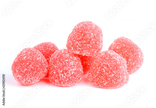 Colored tasty jelly sweet sugar candies isolated on white background