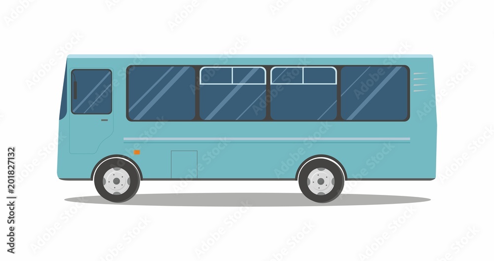 Aqua Blue Bus isolated on white background.