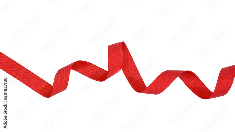spiral of red fabric ribbon isolated on white background spiral of red fabric ribbon isolated on white background