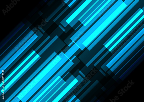 blue bar overlap in dark background, stripe layer backdrop, technology template, vector illustration