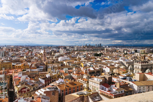 Valencia, Spain - panoramic view of the city, the sky and clouds