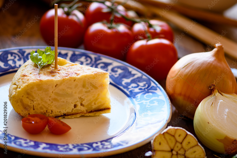 still life with spike typical Spanish potato omelette