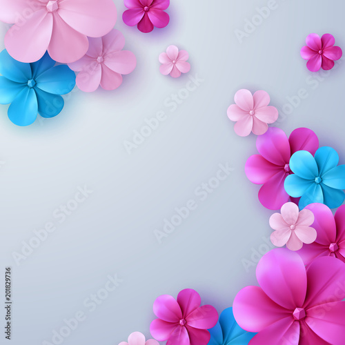 Paper cut floral background. © maximmmmum