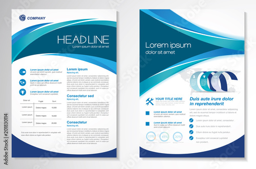 Template vector design for Brochure, Annual Report, Magazine, Poster, Corporate Presentation, Portfolio, Flyer, infographic, layout modern with blue and green color size A4, Front and back.