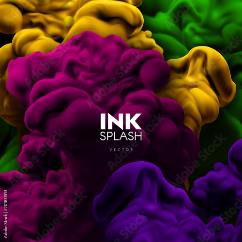Colorful ink splash swirling in the water.