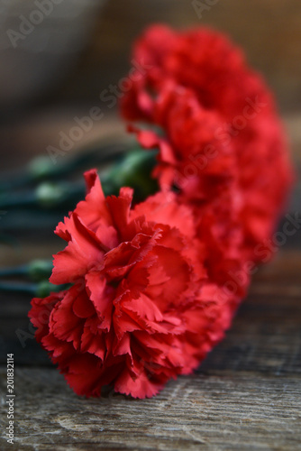 background for postcards by may 9, victory day: cap, letters, red carnations and St. George ribbon Soviet icons and old photos