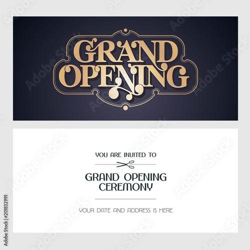 Grand opening vector illustration, invitation card for new store