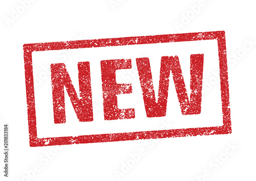 Vector illustration of the word New in red ink stamp