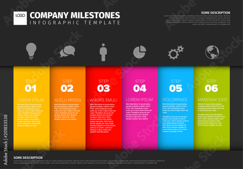 Vector progress six steps template
