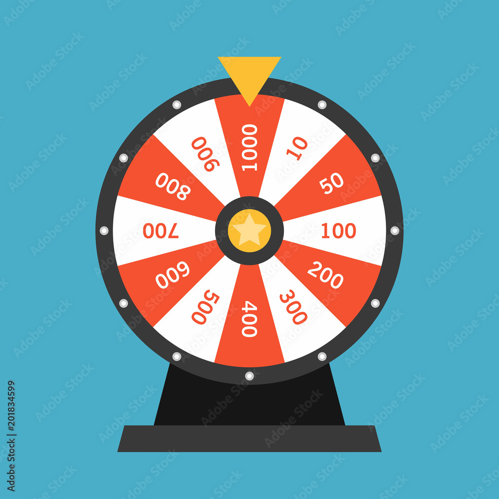 Wheel Of Fortune lottery luck isolated on blue background Wheel Of Fortune lottery luck isolated on blue background