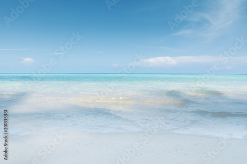 View of nice tropical beach with white sand 