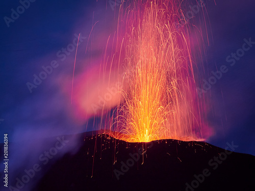 Lava Eruption of the Stromboli volcano, Aeolian islands, Sicily, Italy
 photo