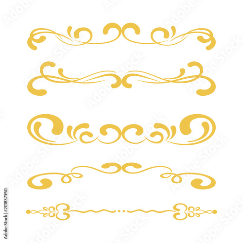 Elements for design vector gold calligraphic ornaments and dividers. Vintage style | 3