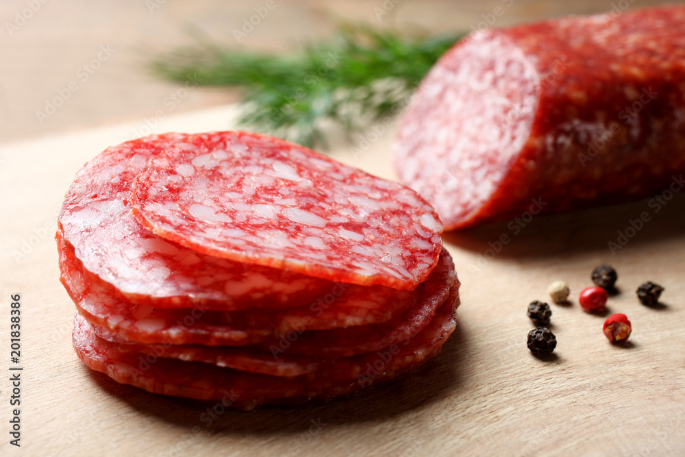 Sausage salami and spices Sausage salami and spices